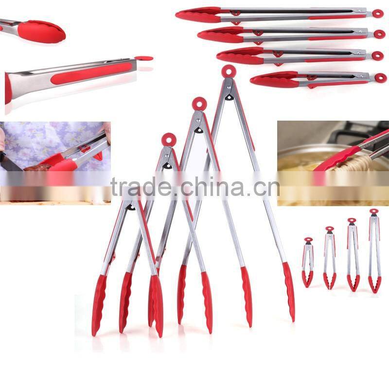 OEM factory China alibaba kitchen tools Silicone 304 BBQ tong