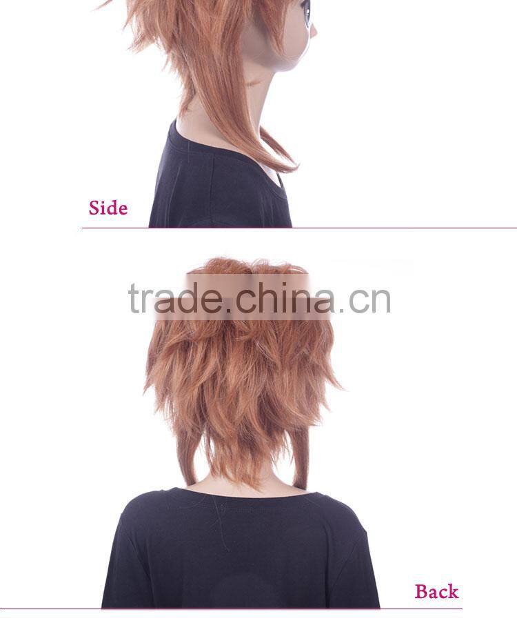 High quality High Temperature Fiber short brown cosplay wig