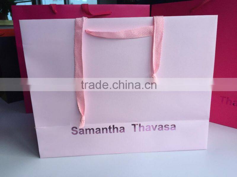 beuatiful purple flowers gift paper Packaging Bag shopping paper bag with handlle for shopping