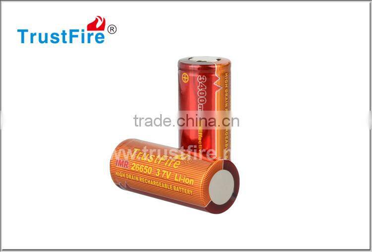 TrustFire brand batteries 3.7v 3400mah IMR 26650 rechargeable deep cycle battery