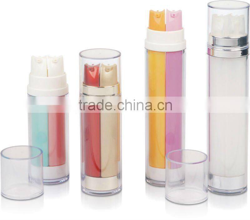 double tube colourful plastic lotion bottle for skin care