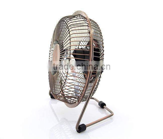 Portable Bronze 6 Inch metal Mini fan usb