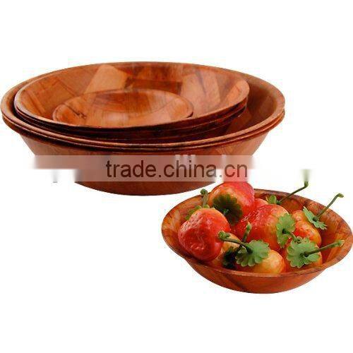 Round Woven Wood and bamboo Snack salad Bowls Set of 10