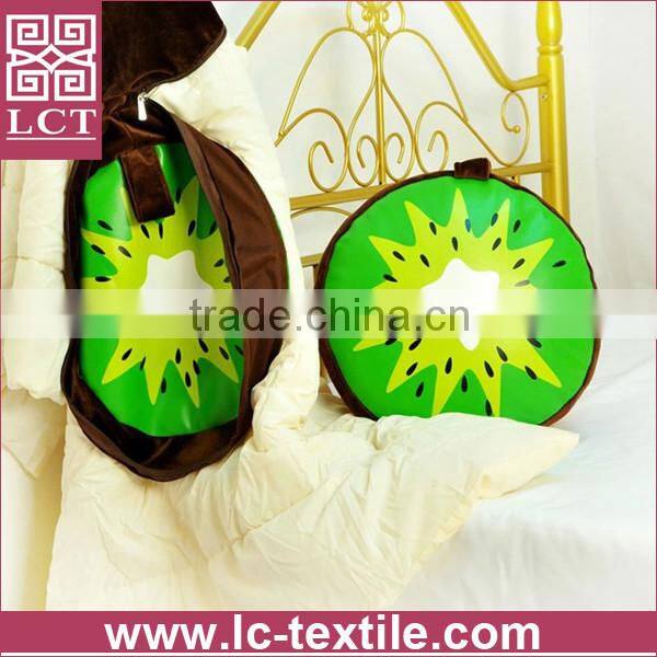 wholesale cute design soft plush fabric round shape fruit pillow featuring blanket inside(LCTP0062)