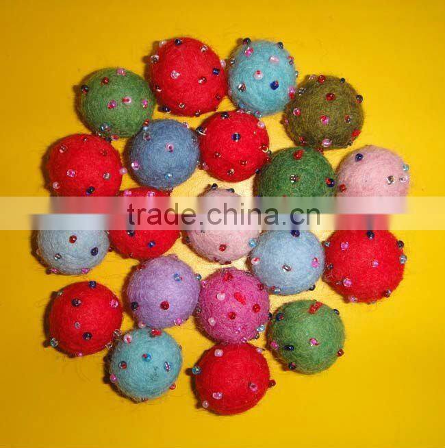 Felt Ball with Glass beads decorations