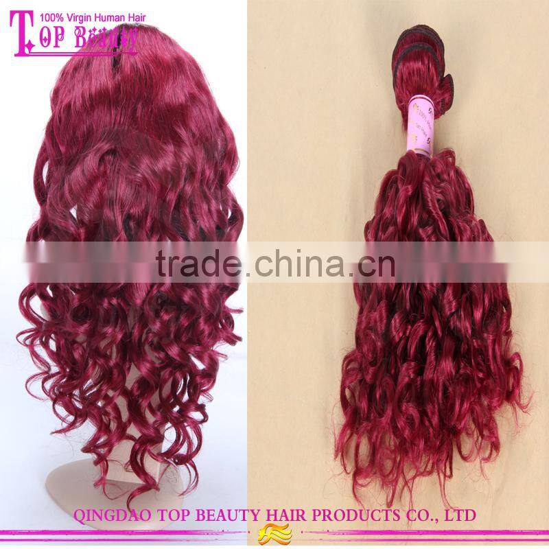 7A grade red curly indian remy hair extensions wholesale popular fashion red color indian remy human hair weaving