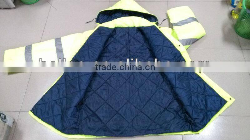high visibility yellow reflective safety jacket
