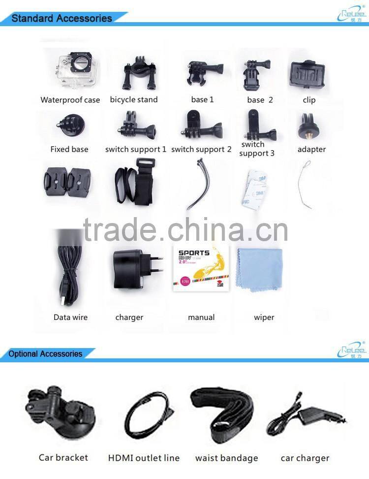 Extreme sport 2.0 LTPS hd outdoor waterproof wifi action sports cam xiaomi yi camera