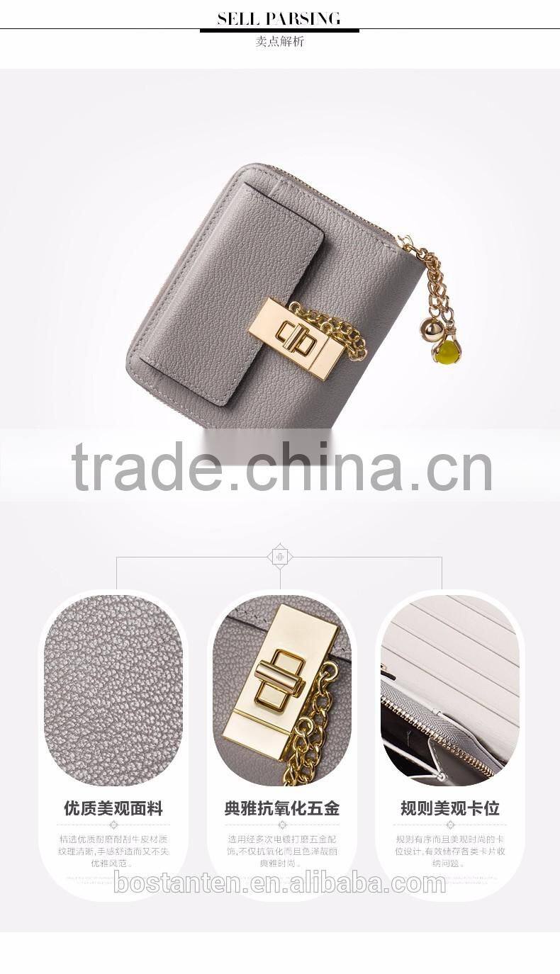 customized hasp open wallet women genuine leather coin hand purse