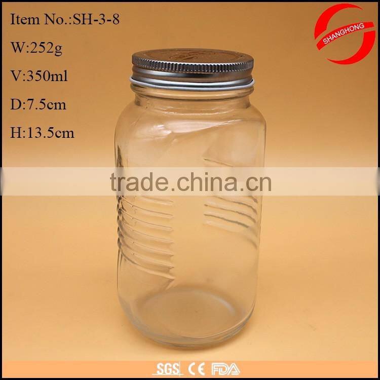 350ml glass honey jar with metal screw cap