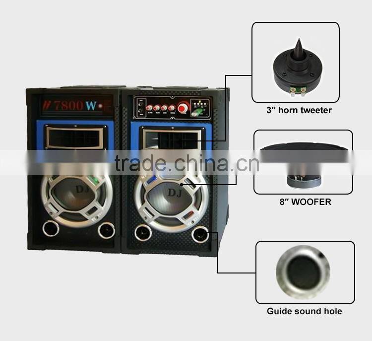 Wooden Cheap Box Dj Home Theatre Speakers With SD USB FM Wireless Mic