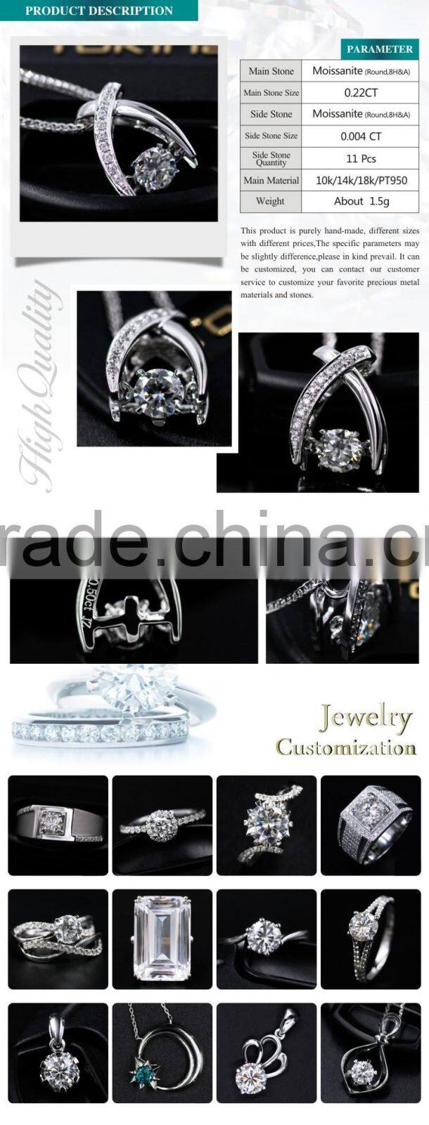 Moissanite diamond Pendant designs, 0.5CT VVS Clarity Moissanite diamond pendant set for women