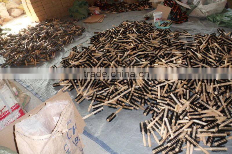 Wooden paddle wooden pins cushion hair brush