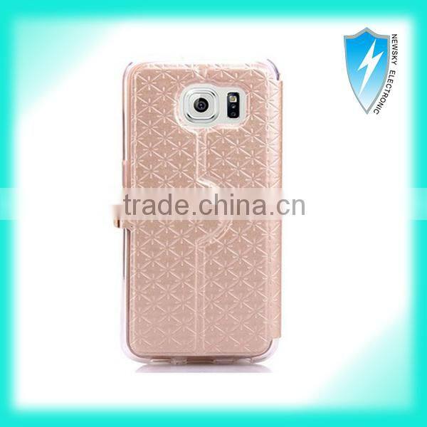 For Samsung S6 leather Flip case Wallet Stand Case with PU Leather and Card Slots