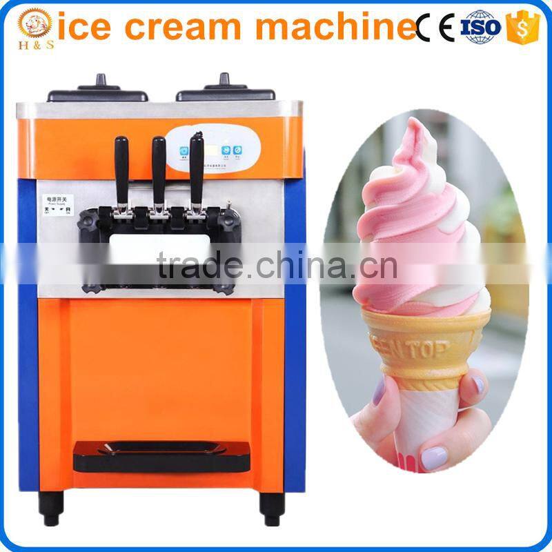 Factory supply three dead stinless steel soft ice cream machine price