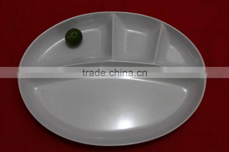 Malaysia Made Melamine 4 Compartments Oval Food Plate