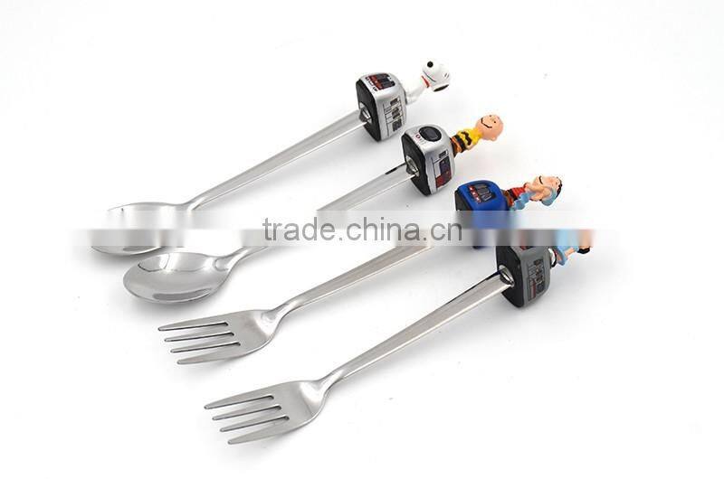 Top quality stainless steel tea spoon with custom design resin tip for promotion