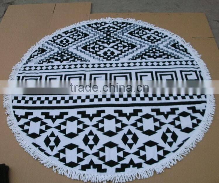 Australia Popular 100% Cotton Printed Round Beach Towel with Tassels