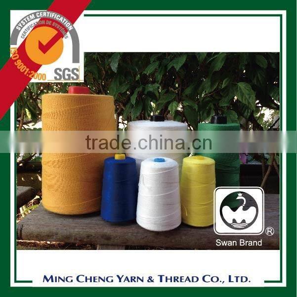 Polyester sewing thread for bag closing