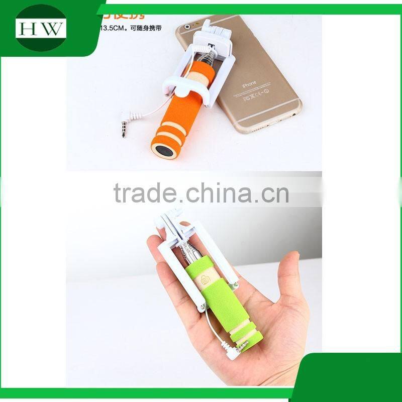 mini pocket foldable monopod foldable selfie stick 2015 monopod selfie stick with cable for mobile phone and digital camera