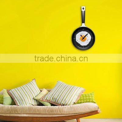 2015 newest frying pan clock pan wall clock noverlty wall clock home decor pan clock promotion clock gift clock kithchen clock