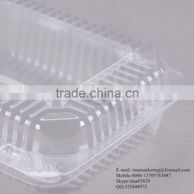 Durable OPS Clear Hinged Plastic Small Oblong Container/ Plastic Bakery Container/ Plastic Food Container for Take Out