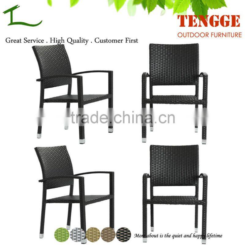 Four Bella Outdoor Stackable Dining Wicker Chairs in Espresso