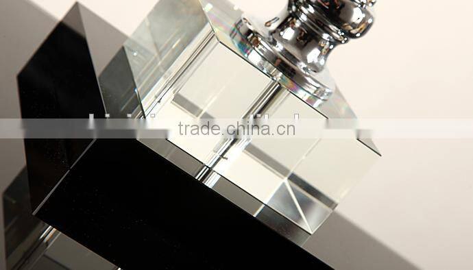 Modern concise design clear K9 crystal table lamp with white color fabric lampshade