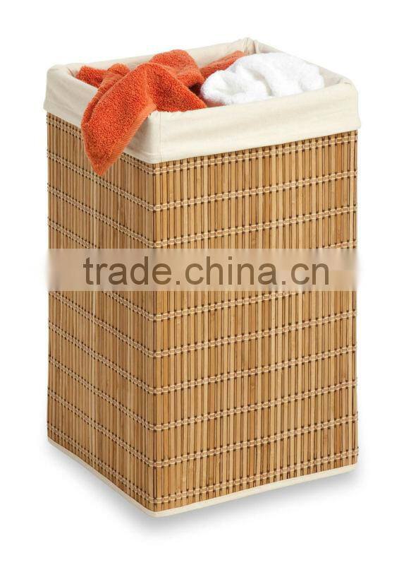 Square Wicker Hamper, Clothing Organizer, Bamboo