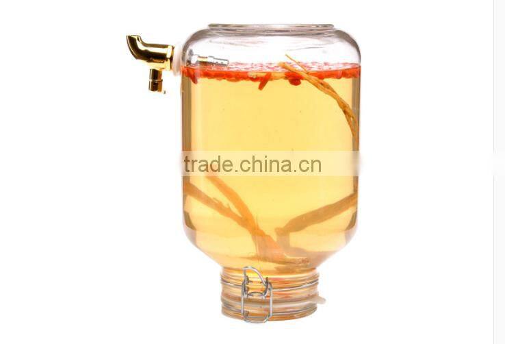 Glass Mason Jar Beverage Drink Dispenser With metal stand and tap