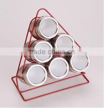 Kitchen Accessory 9 Pieces Stainless Steel Condiment Containers With Rack