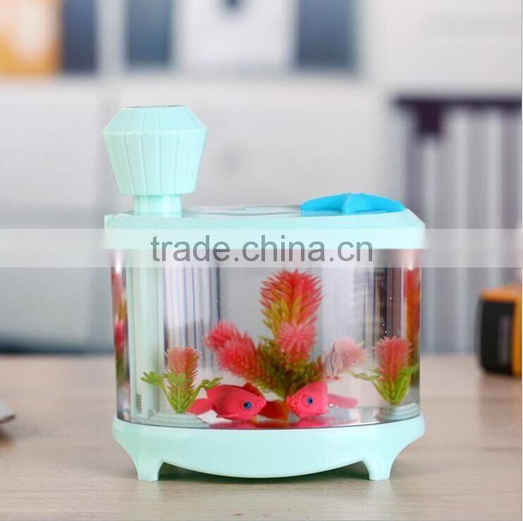 2016 Decrative Creative Desk Micro Landscape Aquarium Fish Tank Light Household USB Ultrasonic Mist Spray Air Humidifier