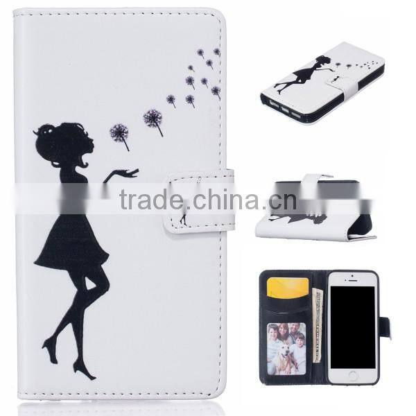 Embossed PU Flip Wallet Leather Phone Case For iPhone 5S SE