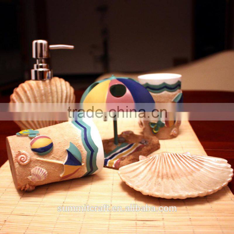 Summer beach style resin sea shell bathroom set accessories