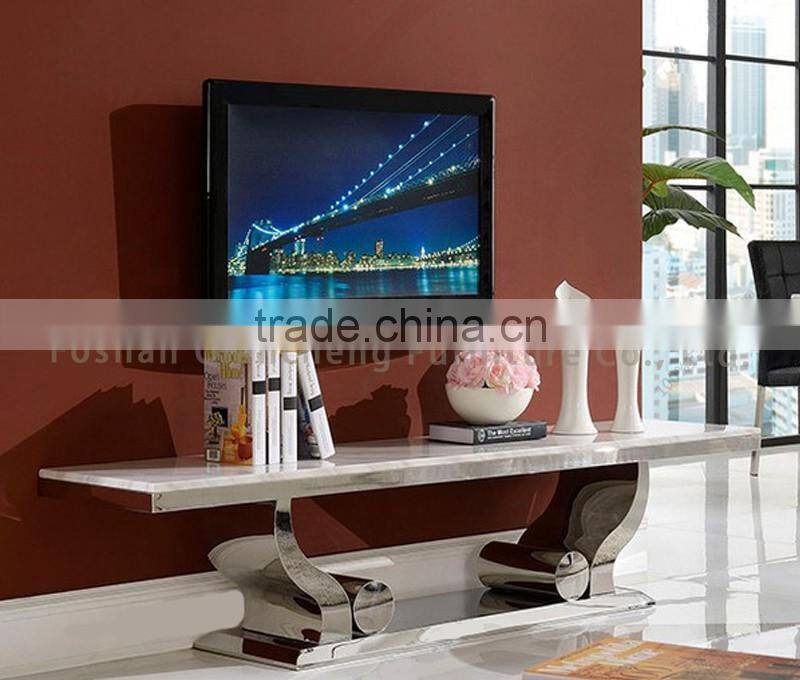 Marble top stainless steel dvd player tv stand