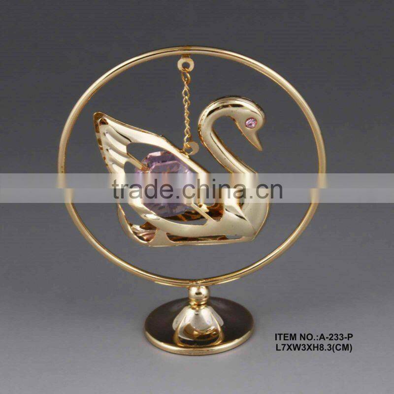 24k gold plated metal swan ornaments for decoration