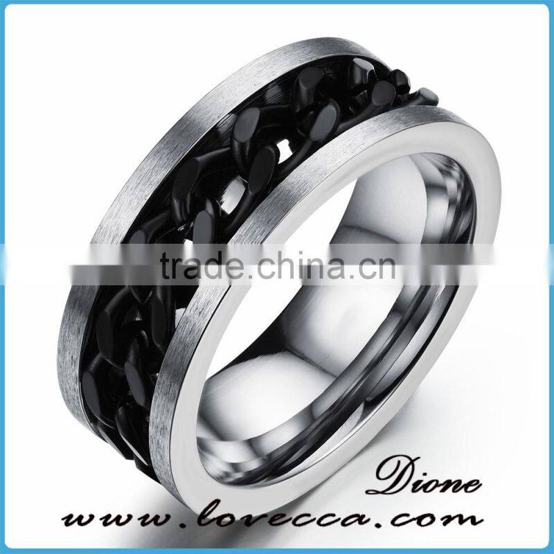 High quality Mens Black Smooth Titanium Stainless steel Biker Ring