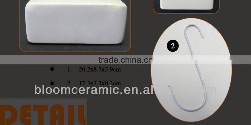 Ceramic hanging humidifier with metal "S" hook