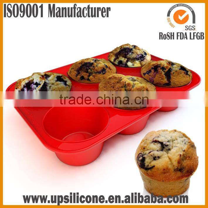 BPA Free Nonstick Red 12 -cup Silicone Baking Pan Silicone Muffin Pan