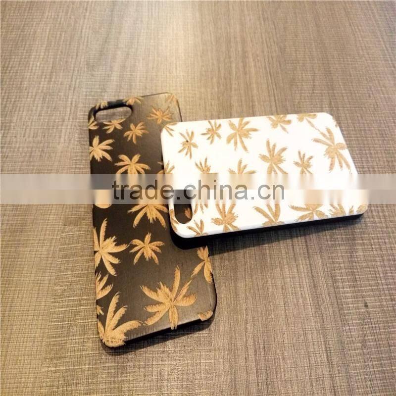 Classical Chinese 2017 newest design PC sticked with wood cartoon carving cell phone case for Iphone