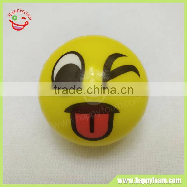 Promotional facial naughty emoji printed PU foam stress ball for entertainment