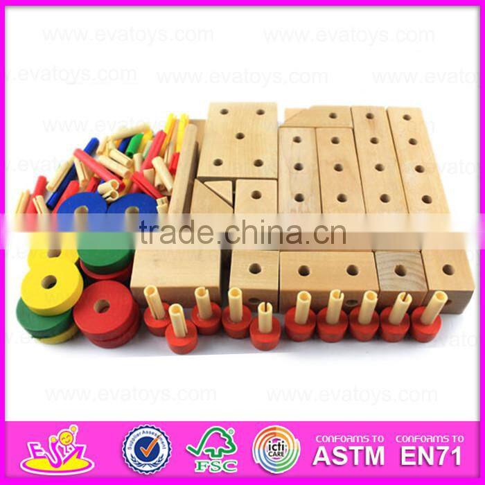 2015 Wooden screw knocking toy,Educational DIY toy screw combination,Children loading to knock the ball down the car toy W03C015