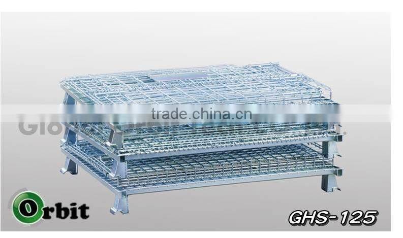 Service Supplies Folding Stackable Container Wire Mesh Basket Warehouse Cage