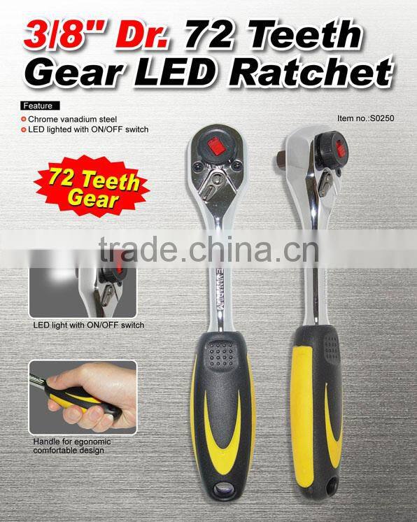 3/8" Dr. 72 Teeth Gear LED Ratchet