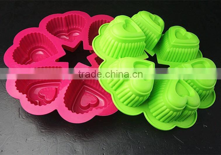 11052 Six Holes Heart Shaped Cake Mould Silicone Mould