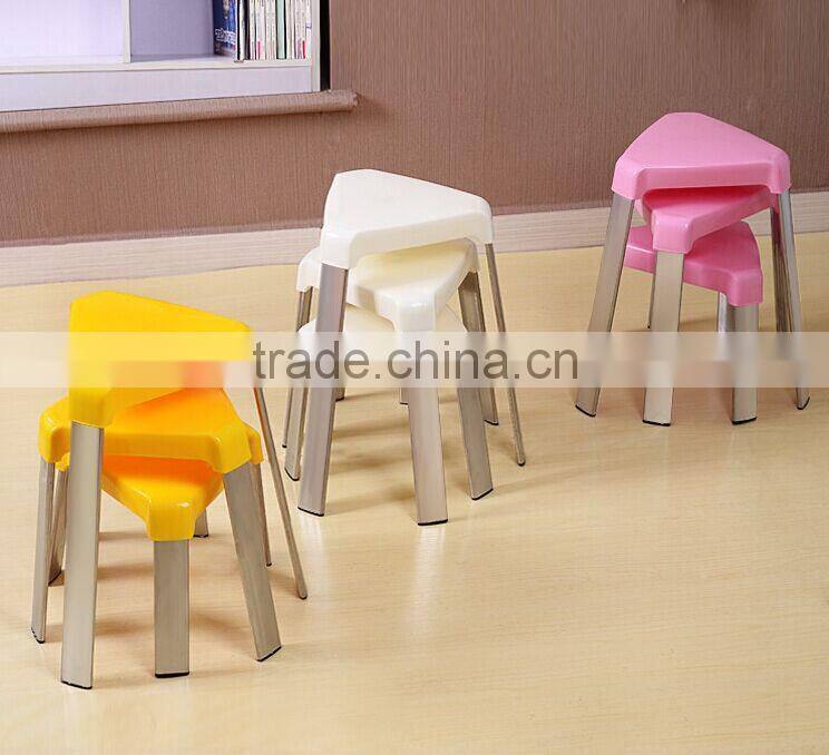 Candy-colored thick stainless steel household plastic stool