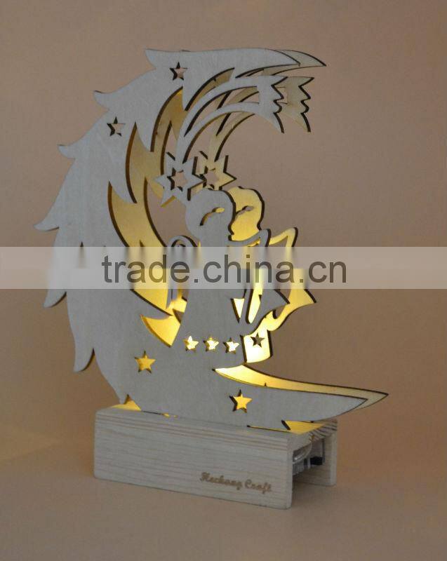 2015 newest top quality wooden Christmas decor gift with light