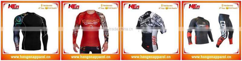 Hongen apparel 2015 high quality compression wear&new arrival all over sublimation printing t-shirt&nice rash gaurd
