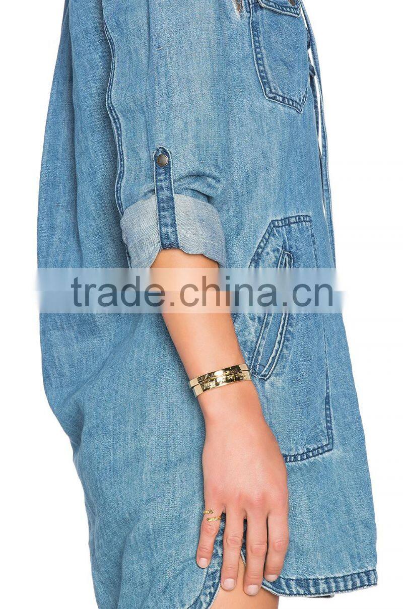 New Style Denim Jeans Fabric Mini Dress With Lace-Up Details All Types Of Ladies Dresses 2016 HSD5821