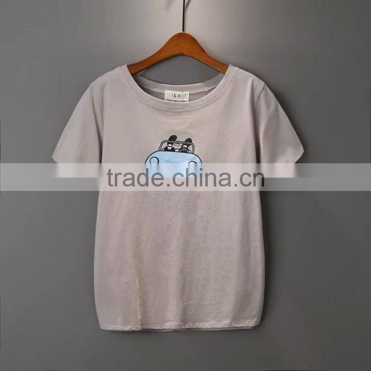 Ladies fahion clothing T shirt wholesale china V neck loose fit plain t shirt for women